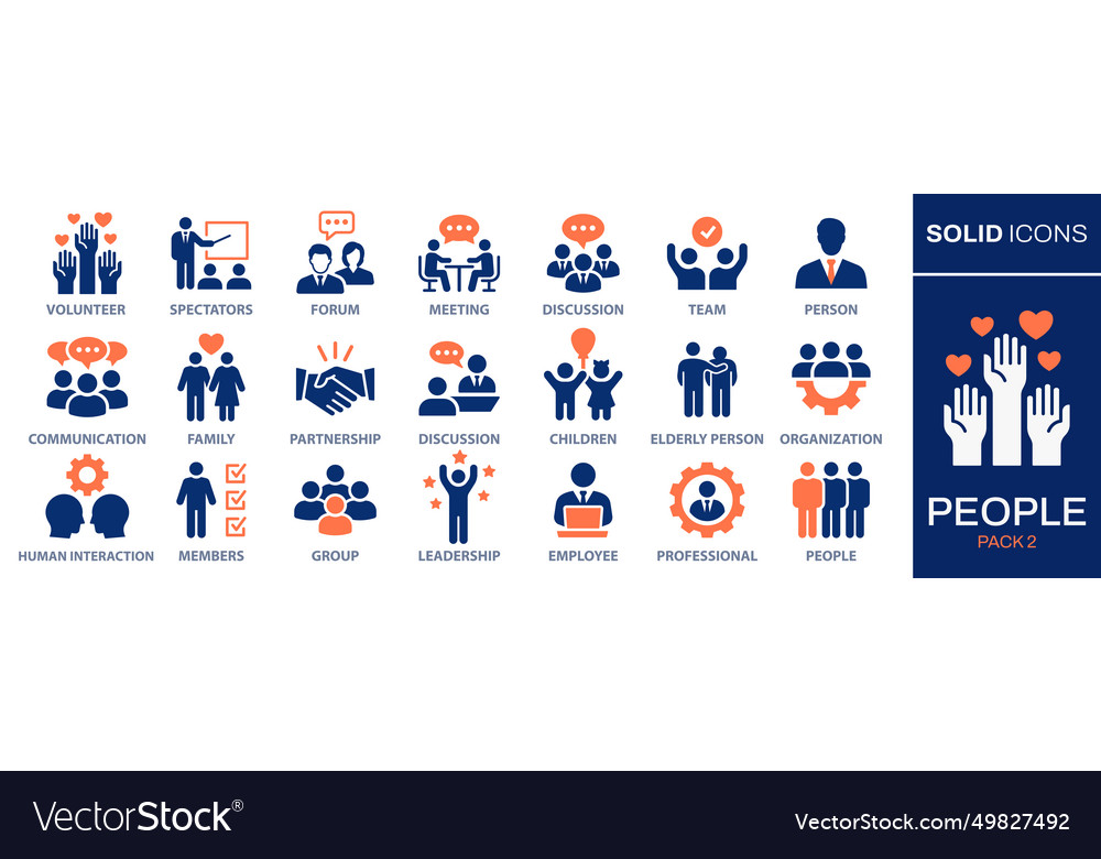 People icon set collection of team person group Vector Image