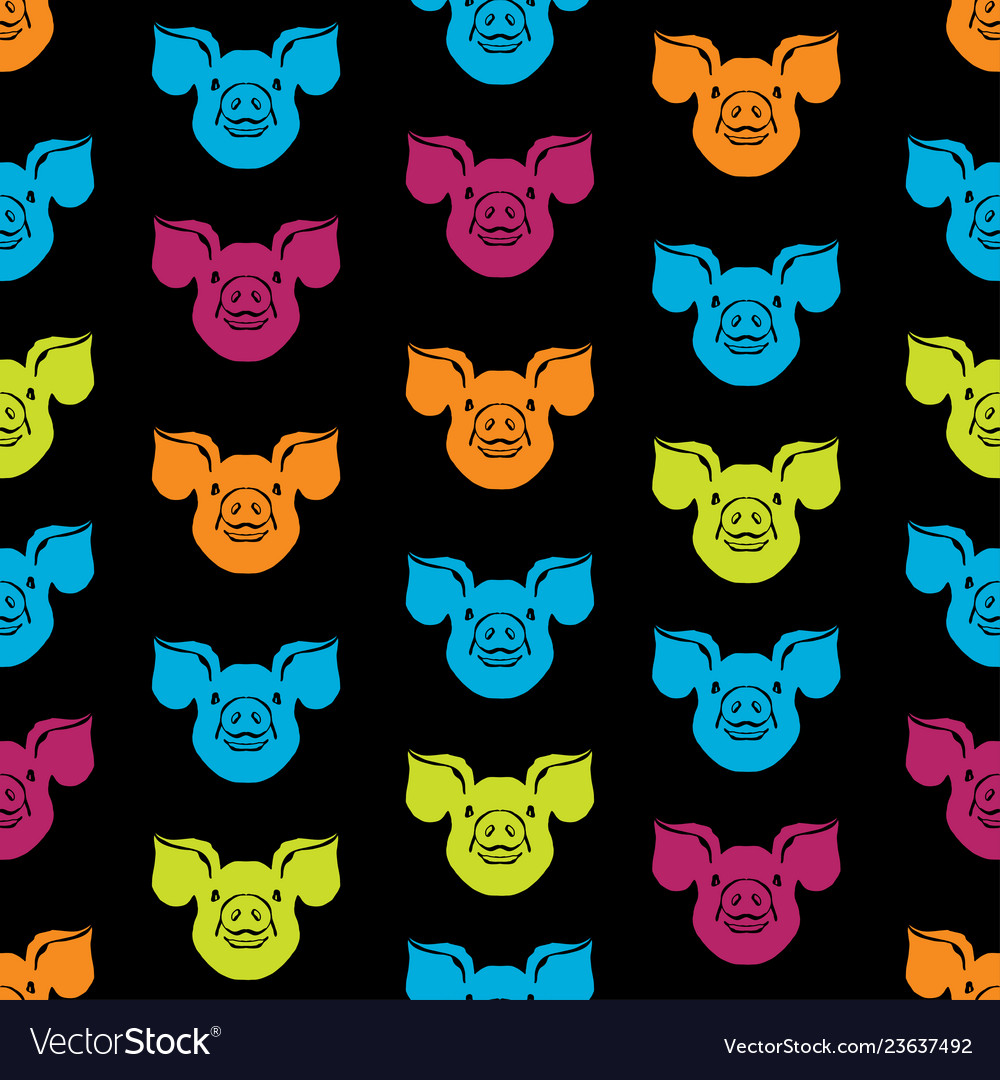 Pig seamless pattern vector image Pig seamless pattern