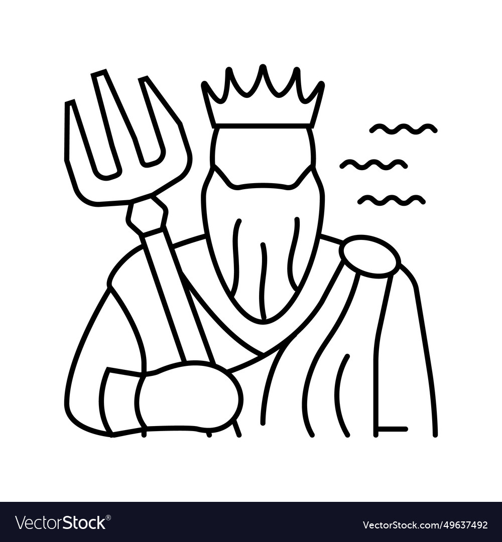 Poseidon greek god mythology line icon