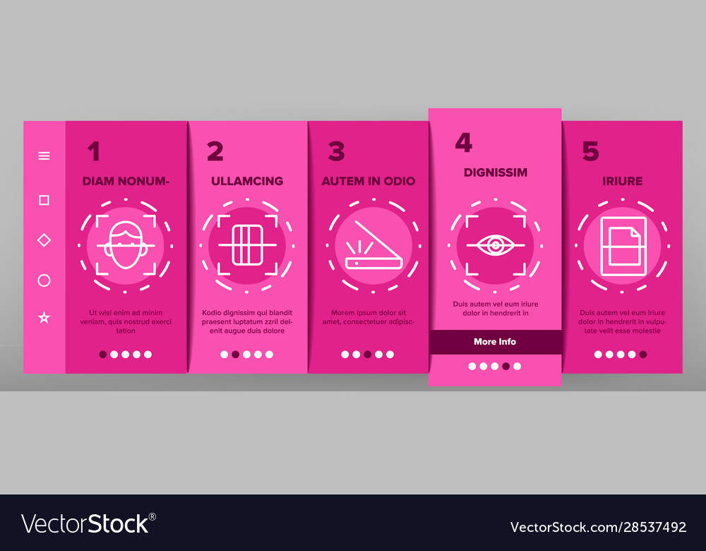 Scan reading onboarding icons set vector image Scan reading onboarding icons set