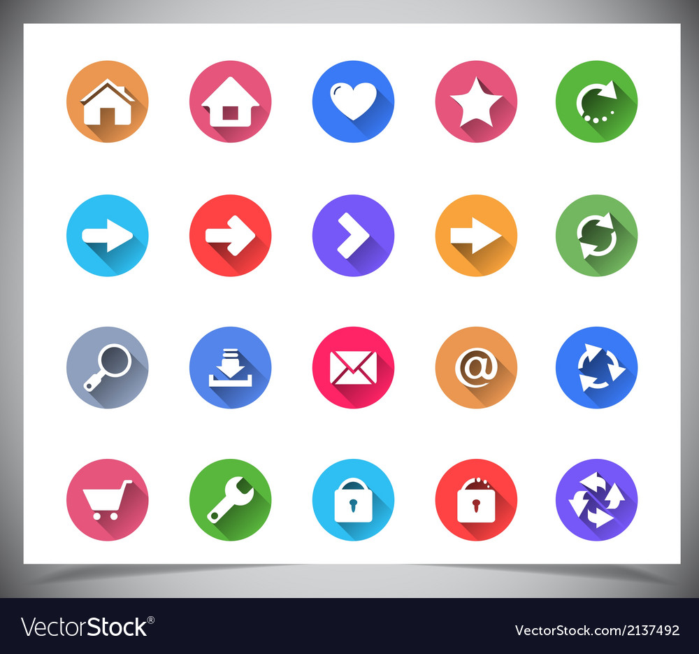 Set of flat color buttons
