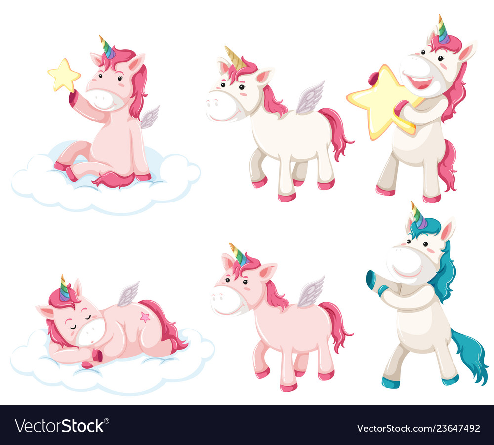 Set of unicorn character