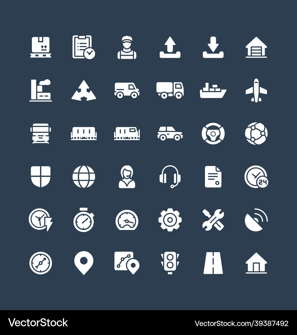 Solid icons set with logistic delivery Royalty Free Vector