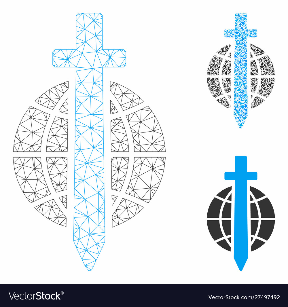 Sword globe mesh network model and triangle vector image Sword globe mesh network model and triangle