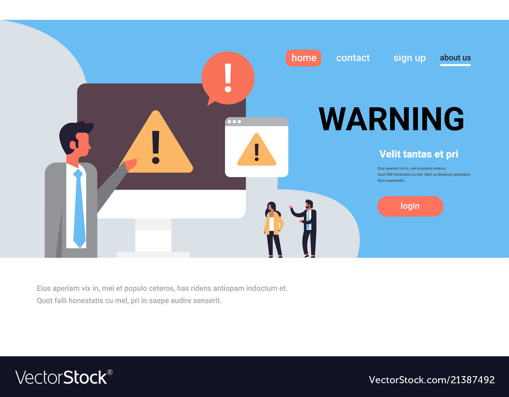 Warning concept danger piracy error background vector image Warning concept danger piracy error background