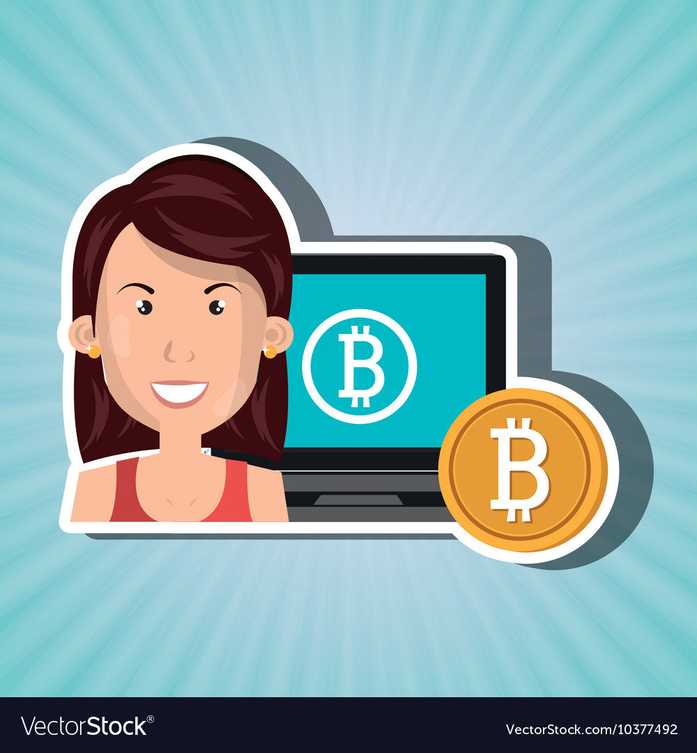 Woman laptop bitcoin online