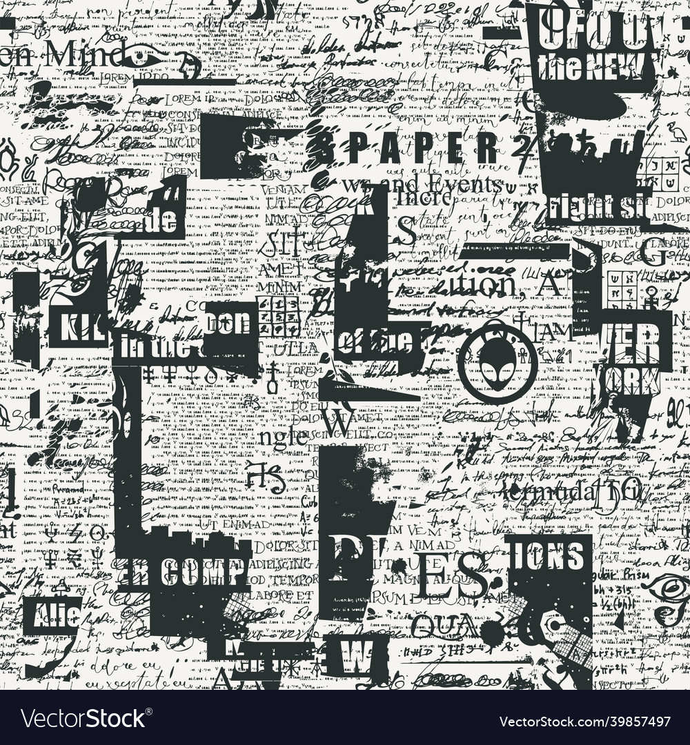 Abstract seamless pattern on a newspaper theme Vector Image