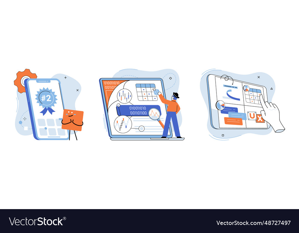 Application testing metaphor app test Vector Image Application testing metaphor app test