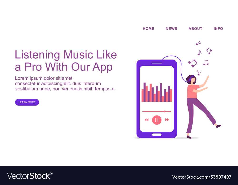 Concept music player apps for website Vector Image Concept music player apps for website