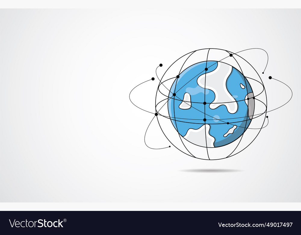Global network connection world map point
