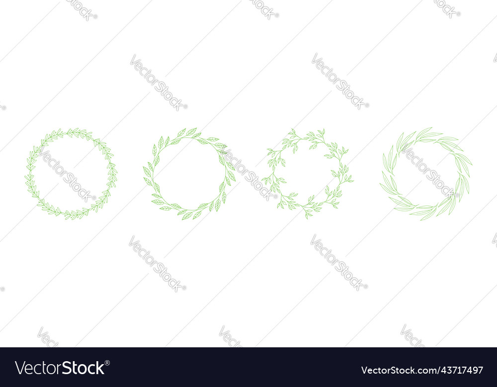 Hand drawn floral circle wreaths set vector image Hand drawn floral circle wreaths set