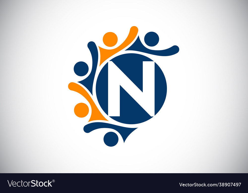 Initial n monogram alphabet with connecting