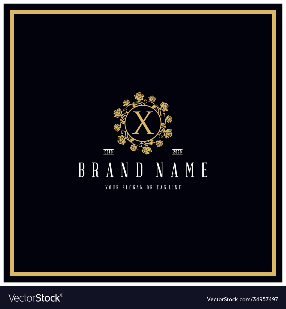 Buchstaben x Rose Logo Design Konzept Ornament Vector Image Buchstaben x Rose Logo Design Konzept Ornament