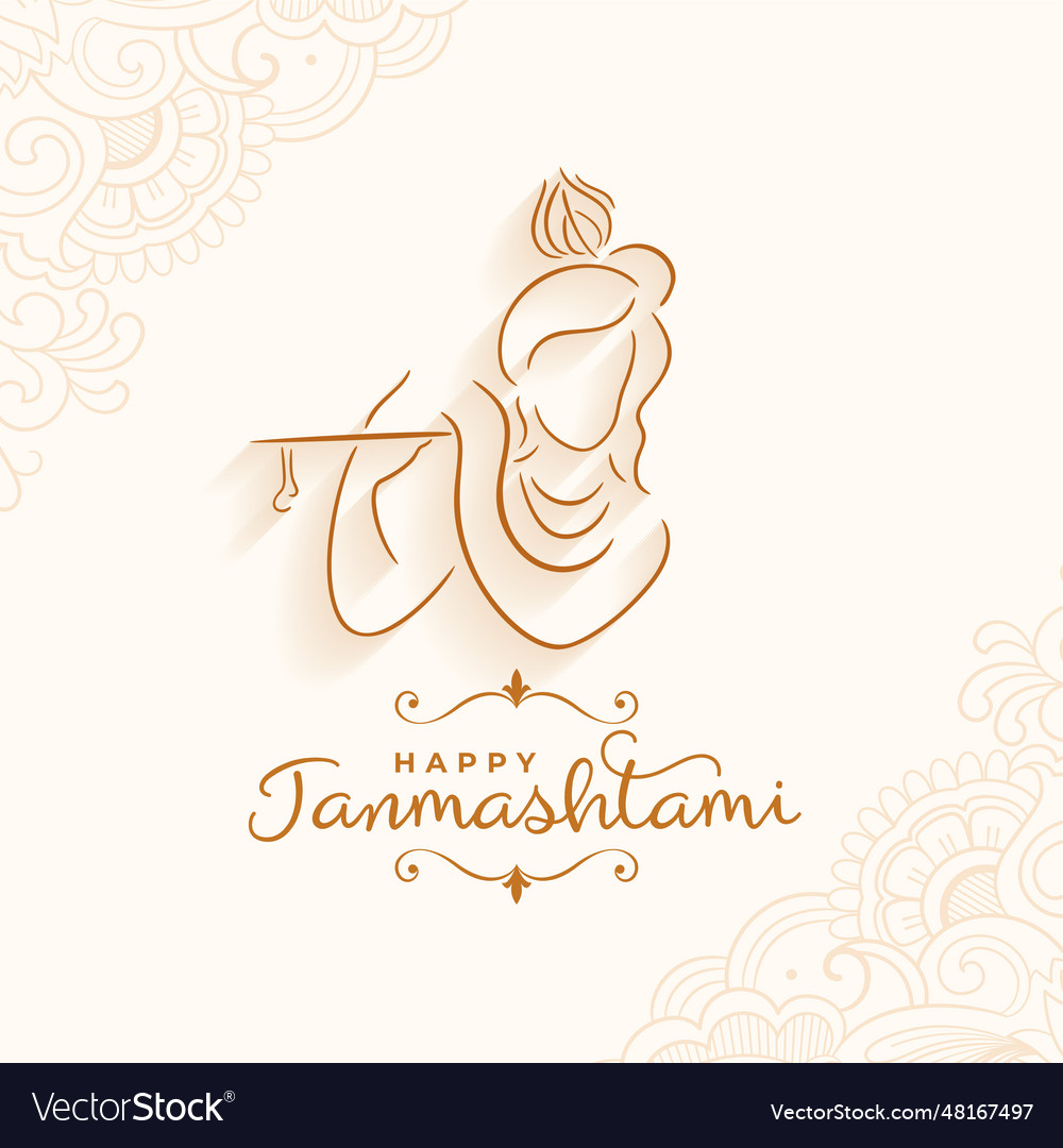 Line style shree krishna janmashtami festival Vector Image