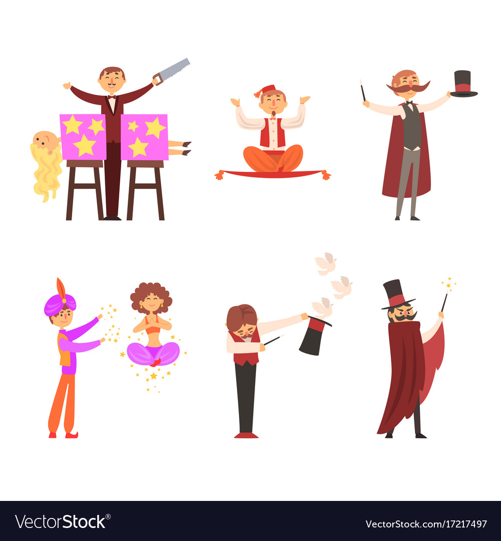 Magician in the circus show magic tricks Vector Image