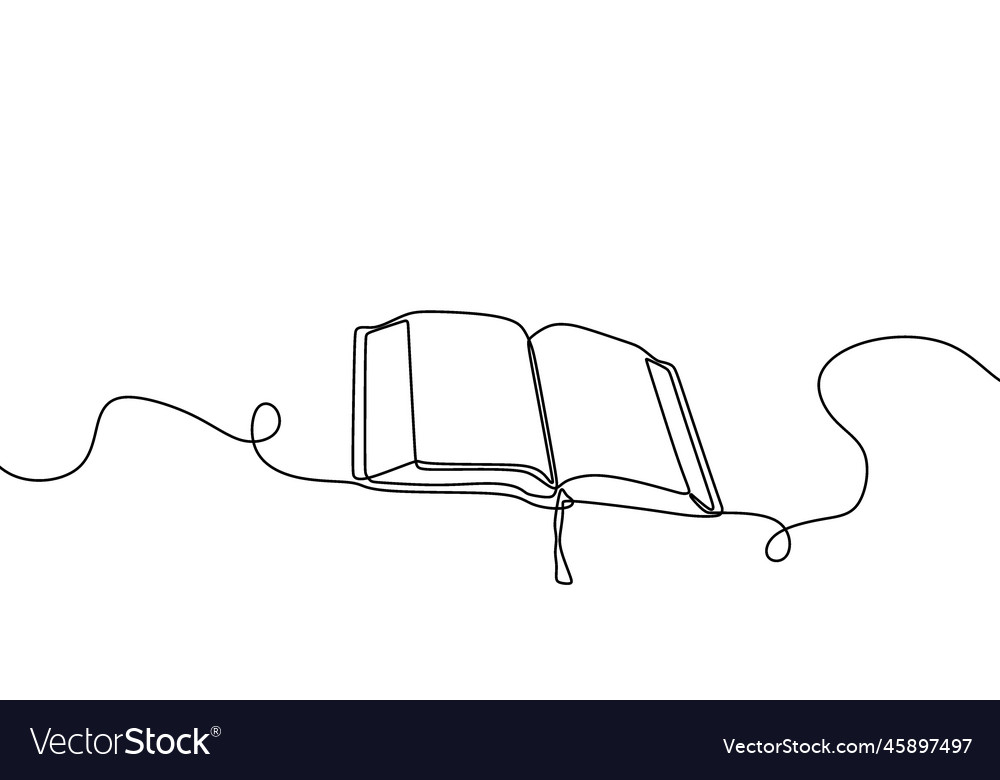 Premium Vector  Continuous one line drawing of an open book