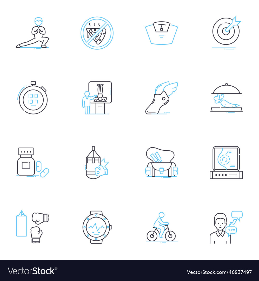 Physical wellness linear icons set fitness Vector Image