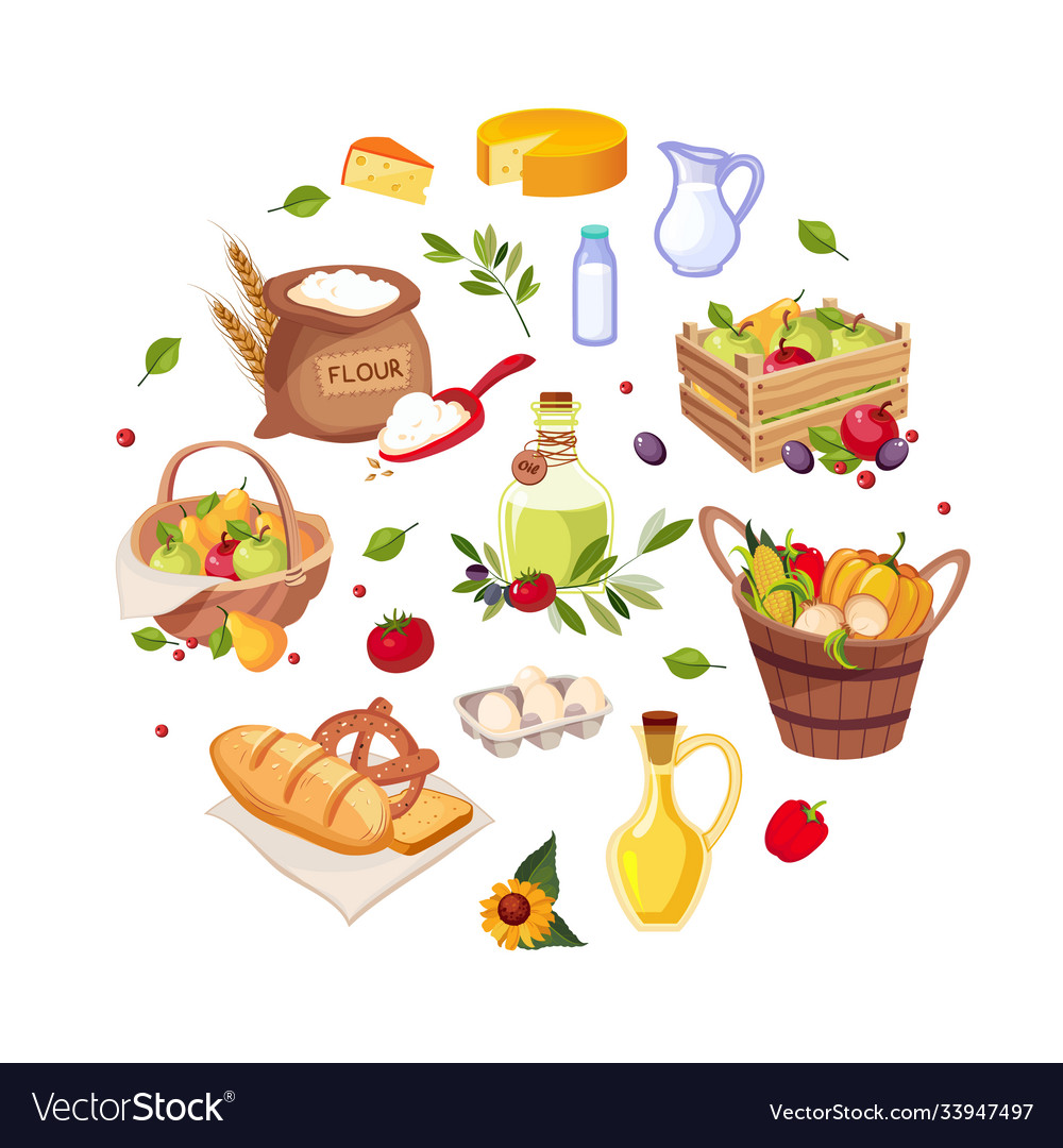 Poster with healthy organic products round