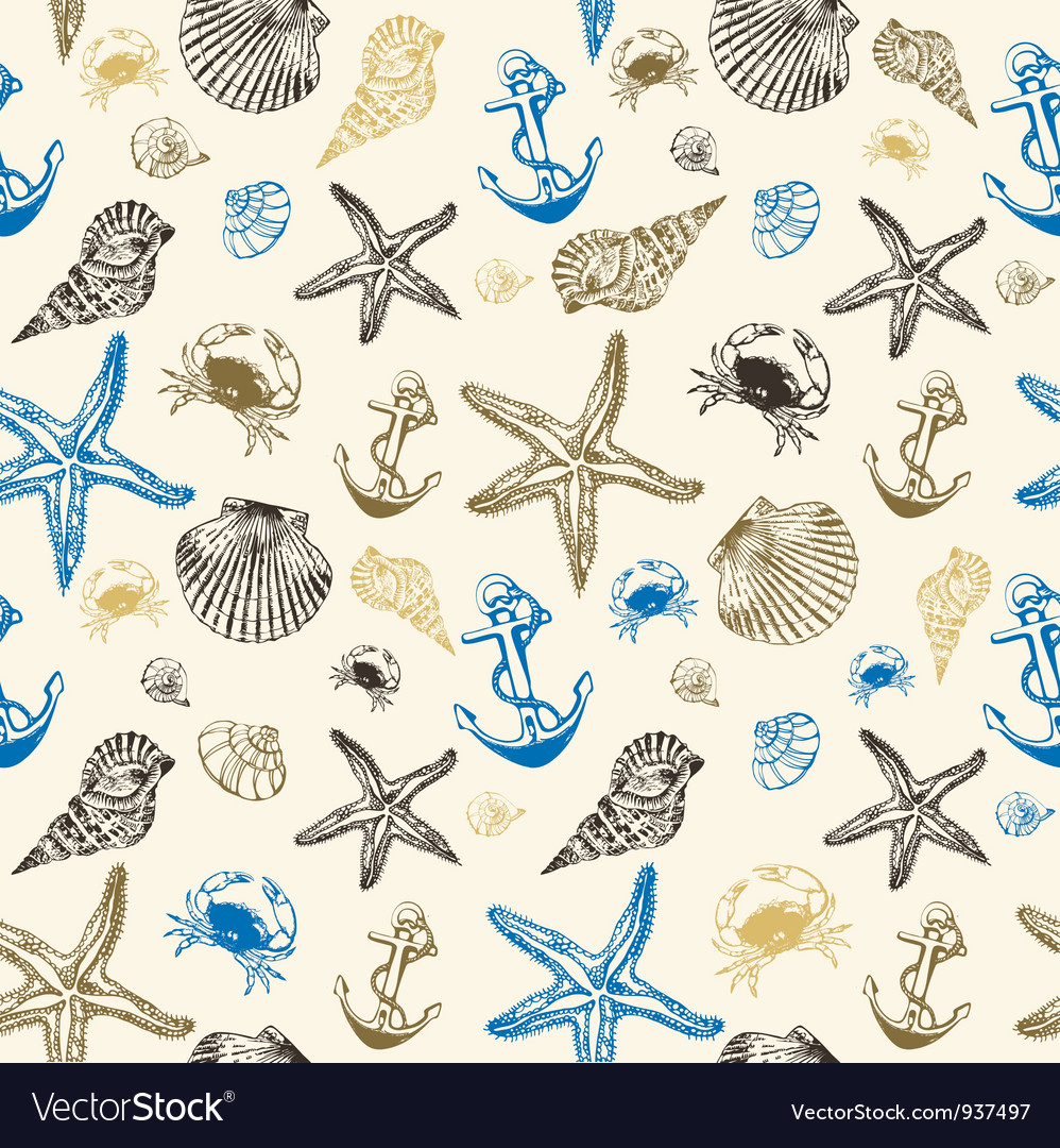 Seashells pattern background Royalty Free Vector Image
