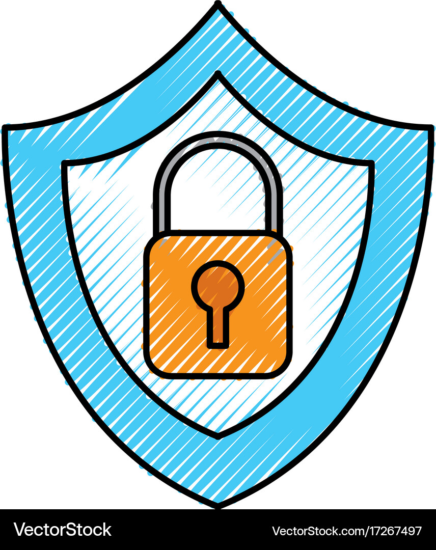 Shield protection padlock security system Vector Image