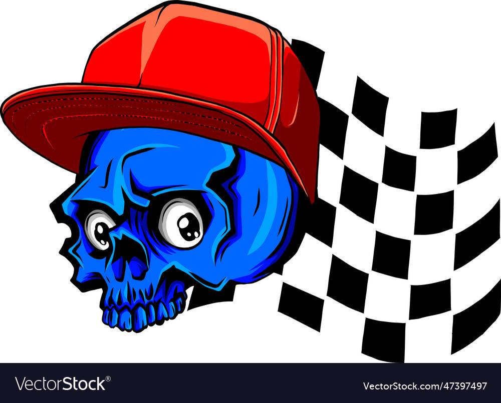 Skull with hat and racing Royalty Free Vector Image