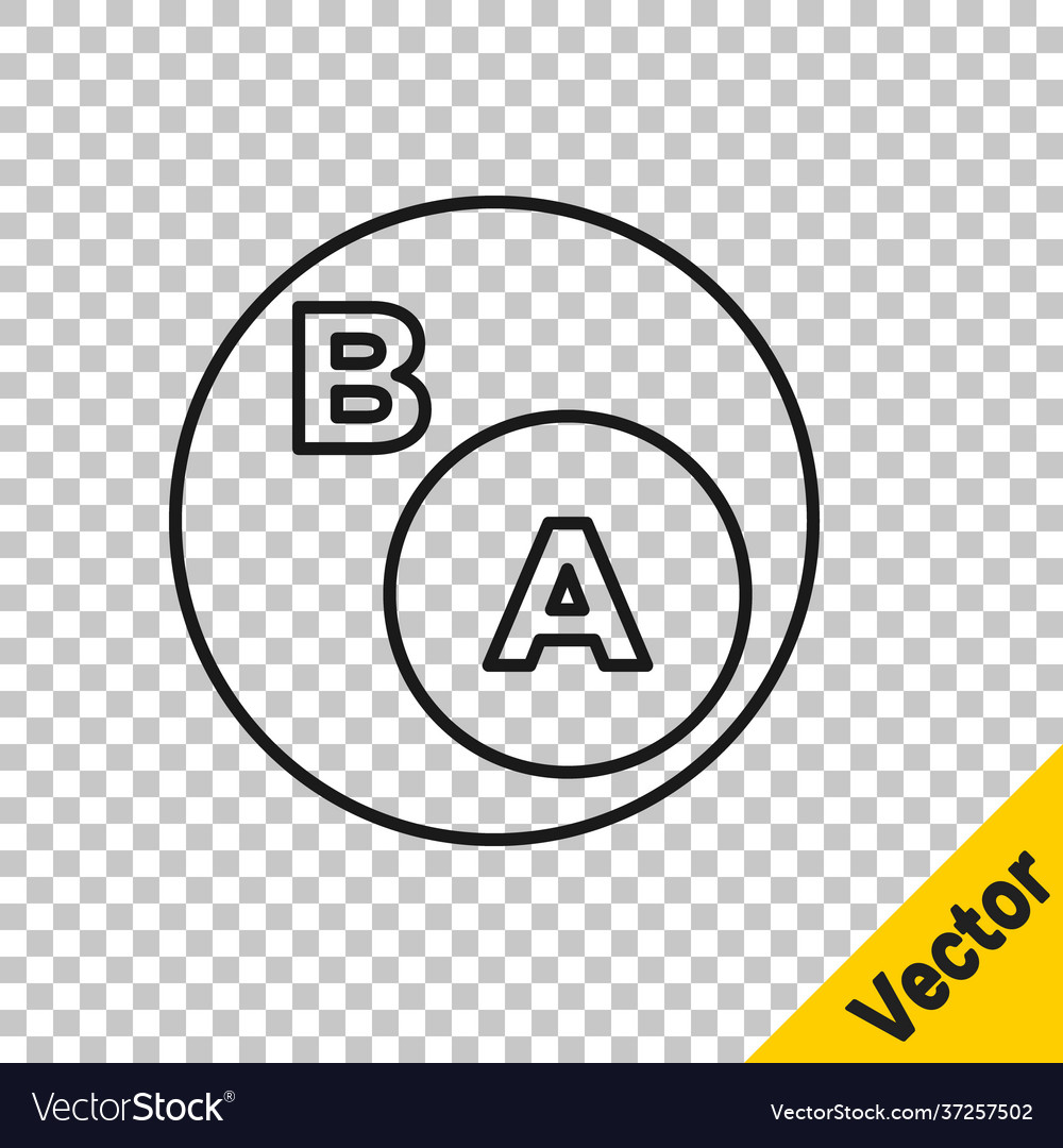 Black line subsets mathematics a is subset b vector image Black line subsets mathematics a is subset b