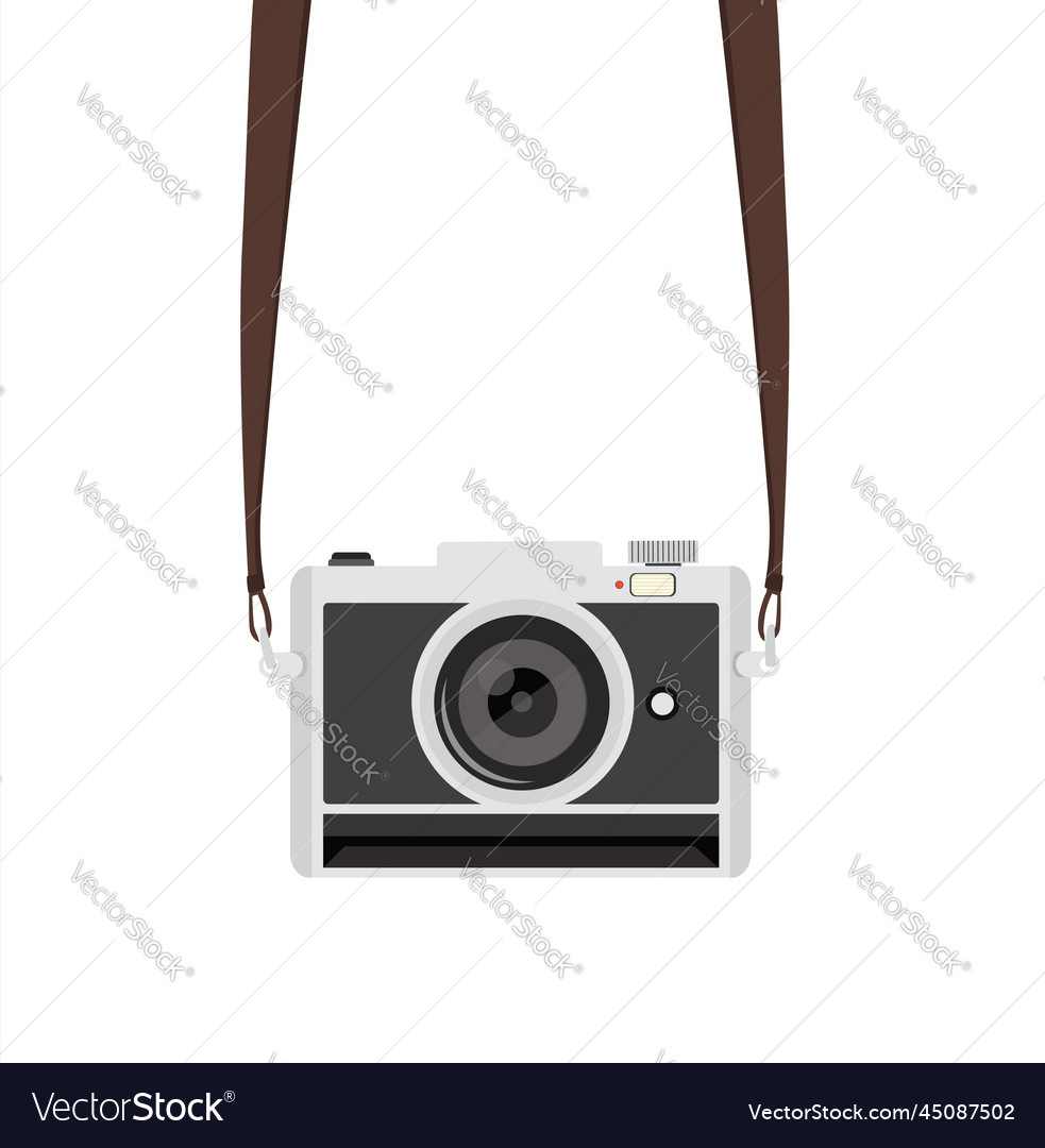Camera with strap in a flat style vector image Camera with strap in a flat style
