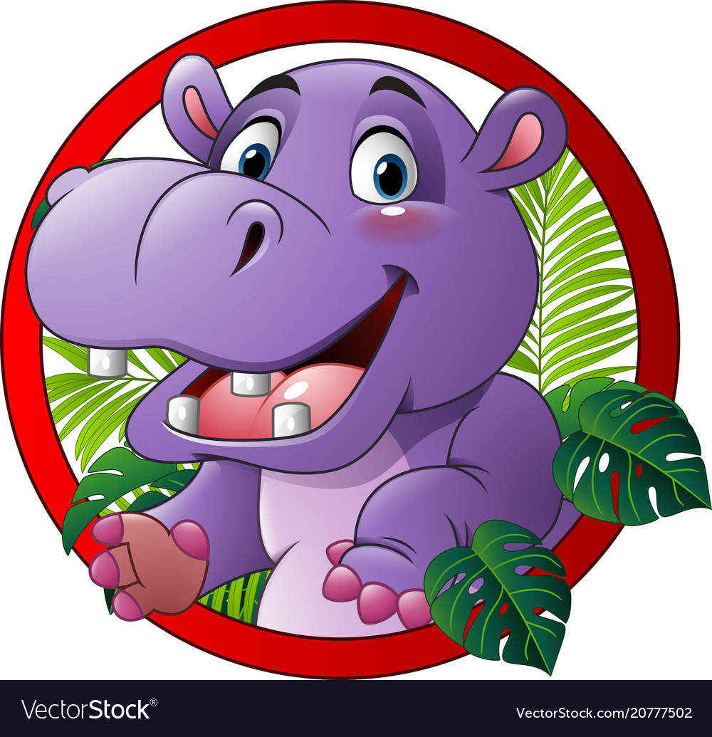 Cartoon funny hippo isolated on white background Vector Image