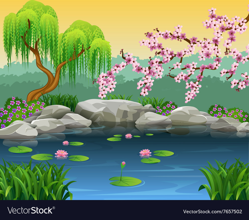 Cartoon of beautiful nature background Royalty Free Vector