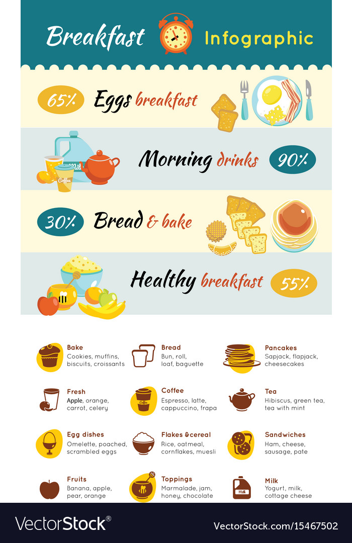 Colorful breakfast food infographic template Vector Image