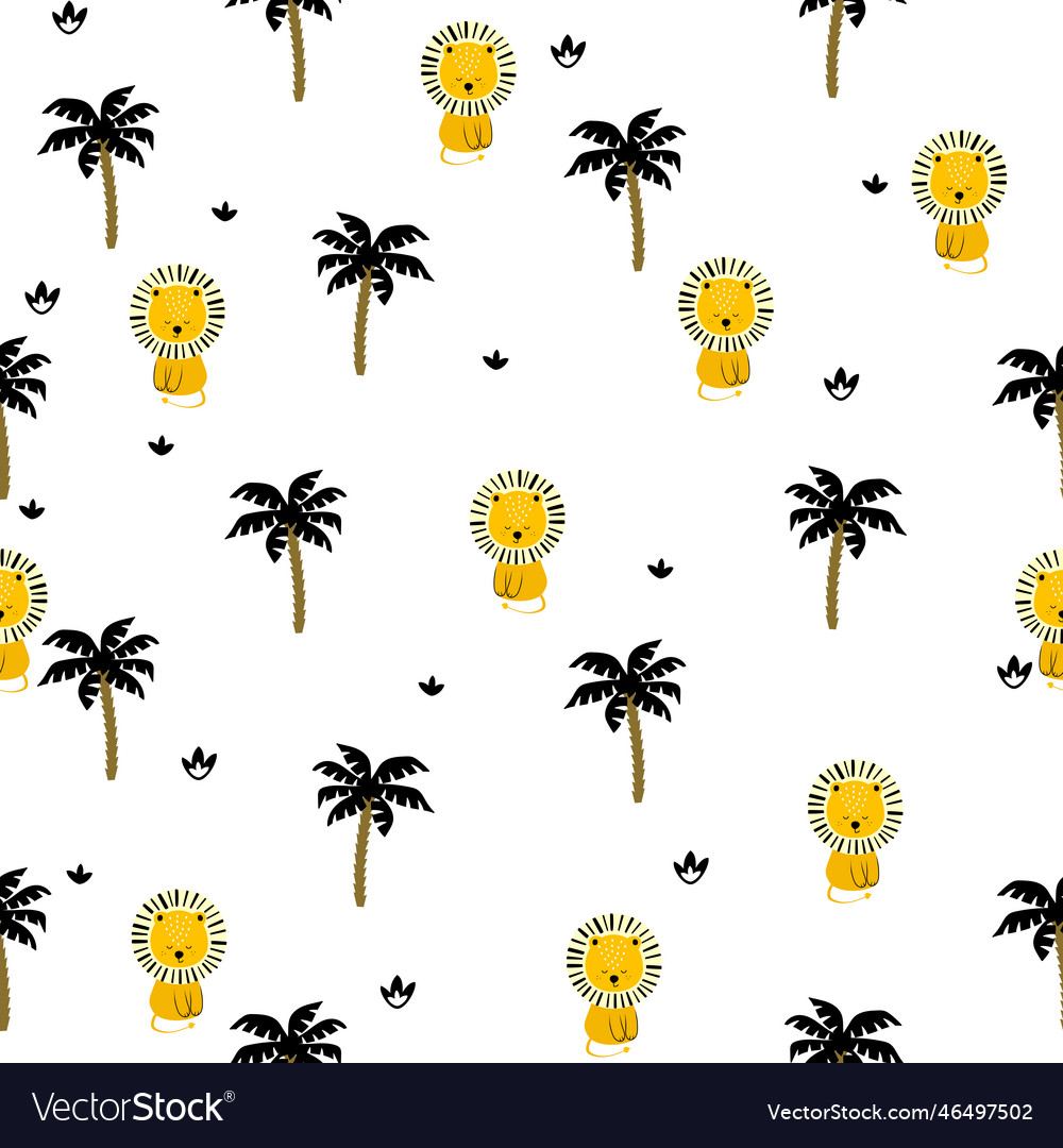 Cute Lion Palm Pattern