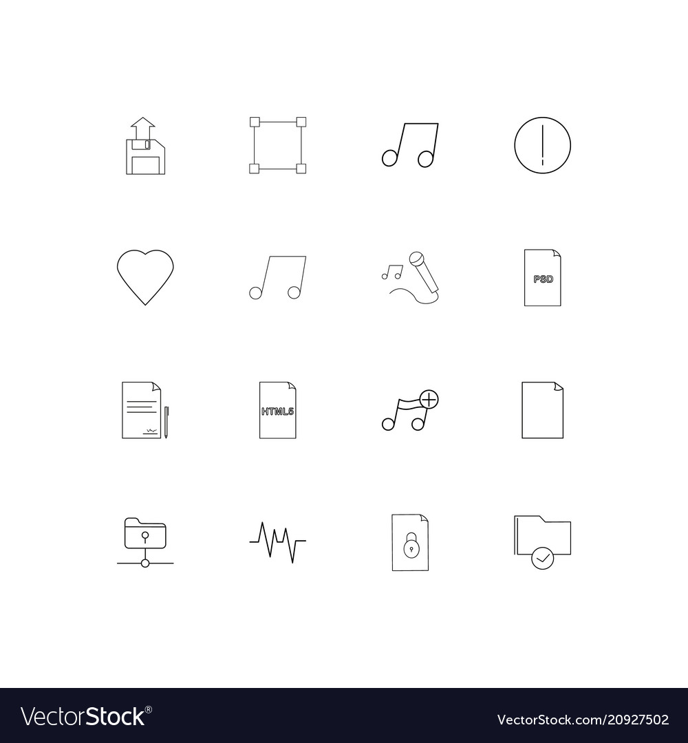 Files and folders sign linear thin icons set