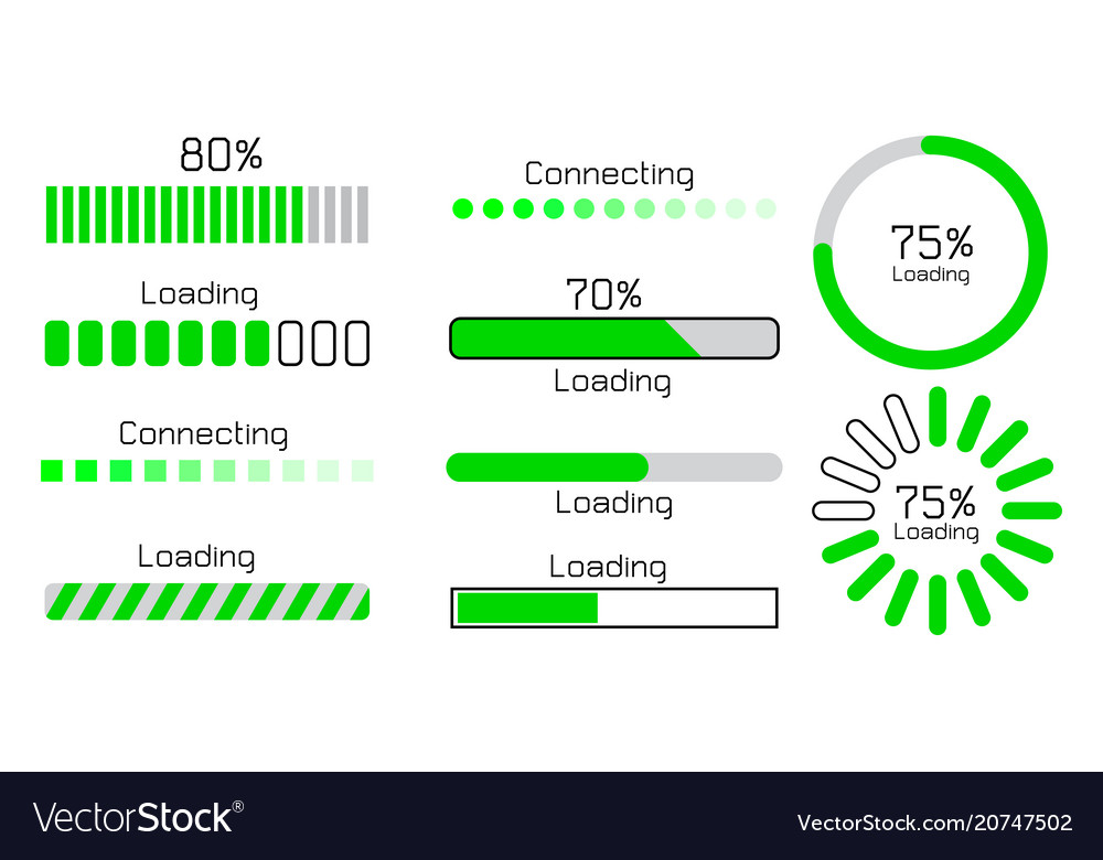 Green Loading and Connection Icon Set