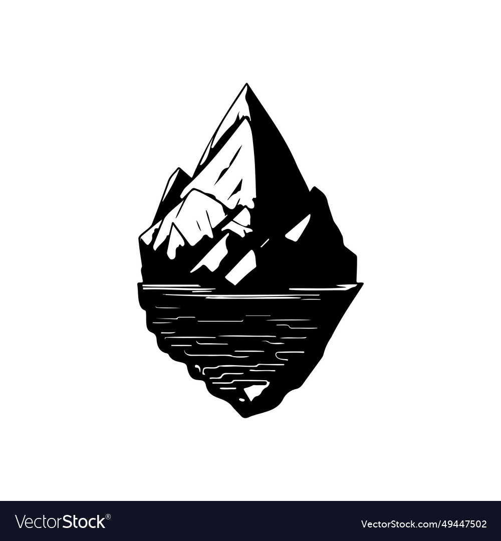 Iceberg icon hand draw black colour nature logo Vector Image