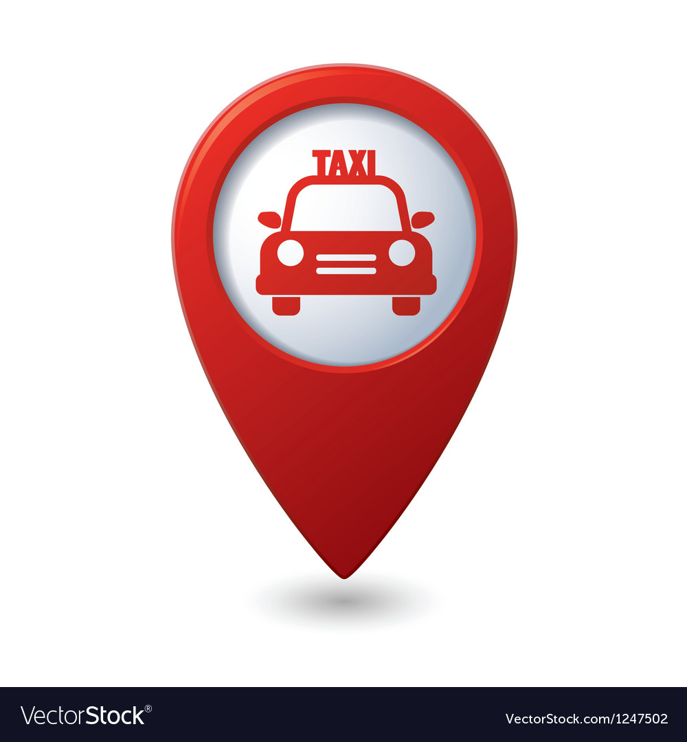 Map pointer with taxi icon