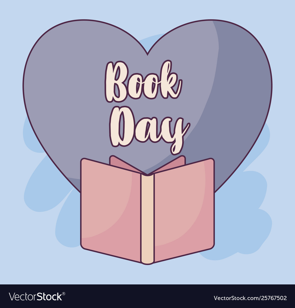 Poster book day international with heart Vector Image