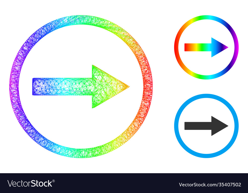 Rainbow net gradient right rounded arrow icon vector image Rainbow net gradient right rounded arrow icon