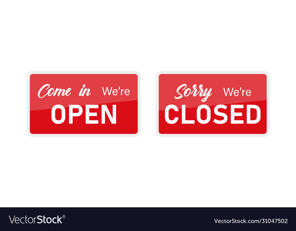Red isolated signboards open and closed vector image Red isolated signboards open and closed