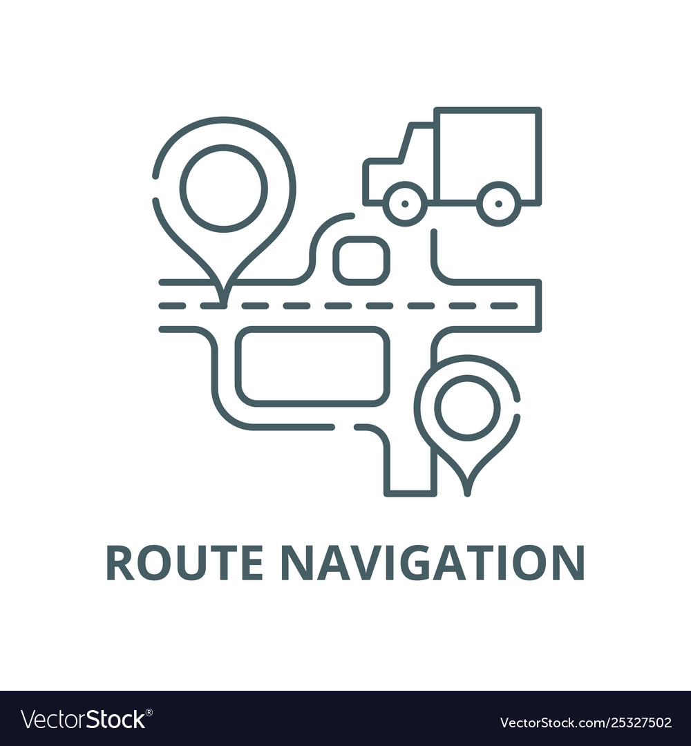 Route navigation line icon linear concept vector image Route navigation line icon linear concept