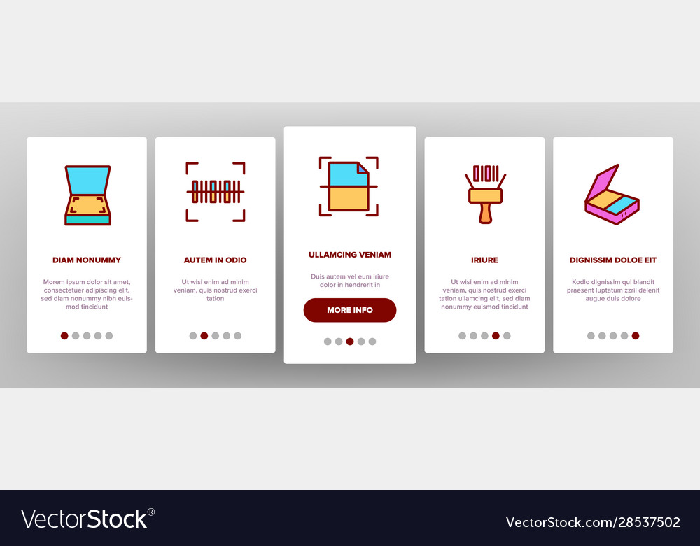 Scan reading onboarding icons set vector image Scan reading onboarding icons set