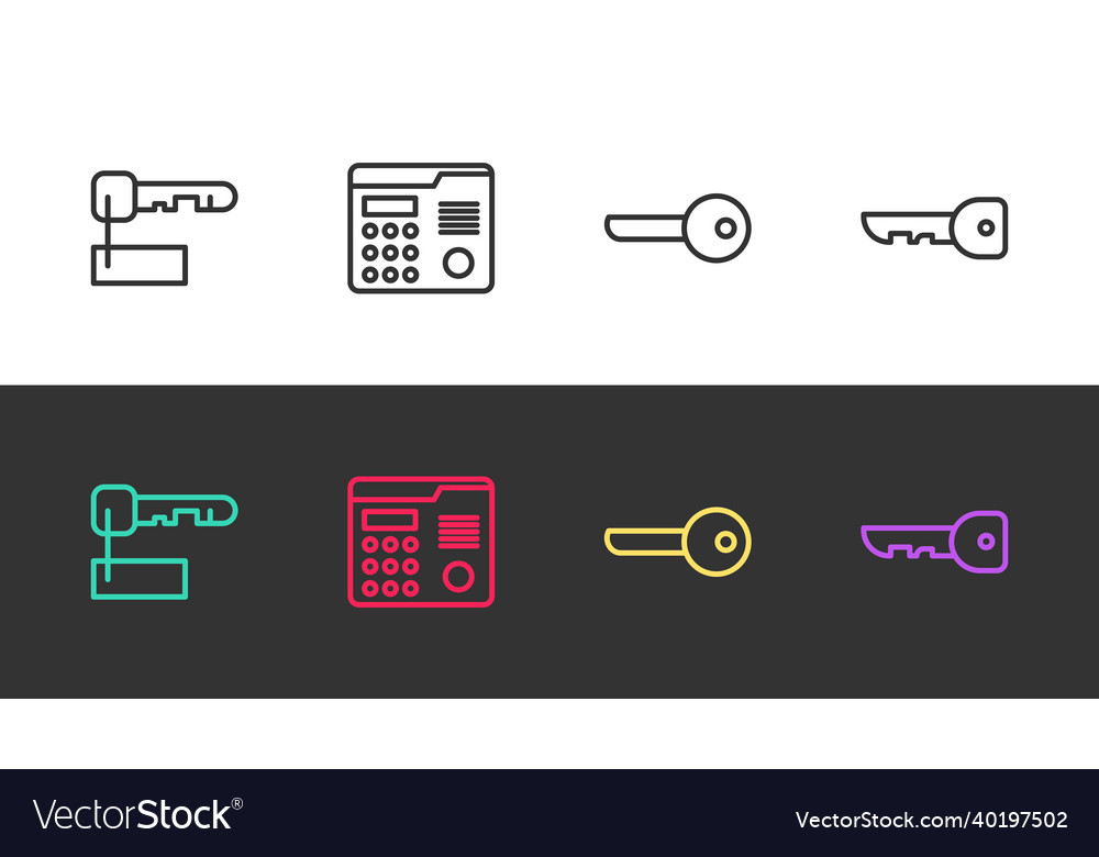 Set line marked key house intercom system vector image Set line marked key house intercom system