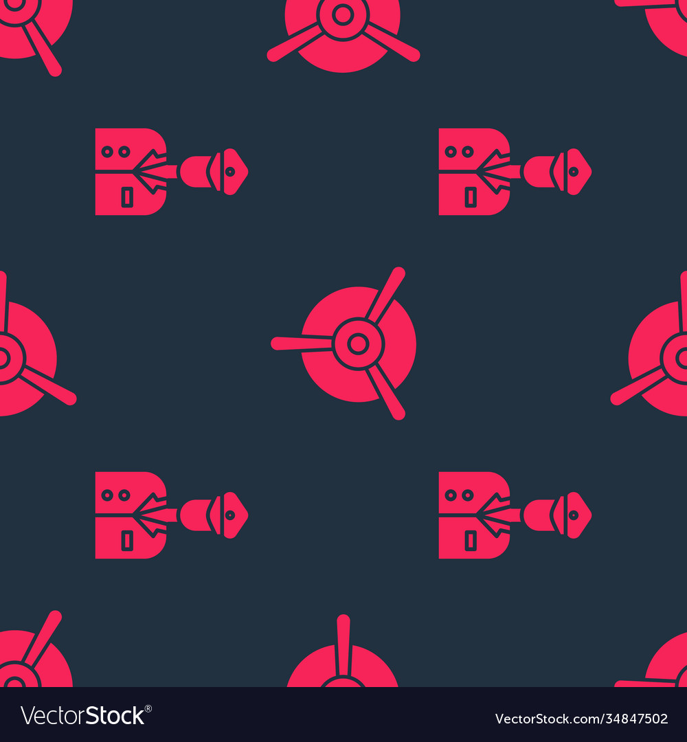 Set pilot and plane propeller on seamless pattern