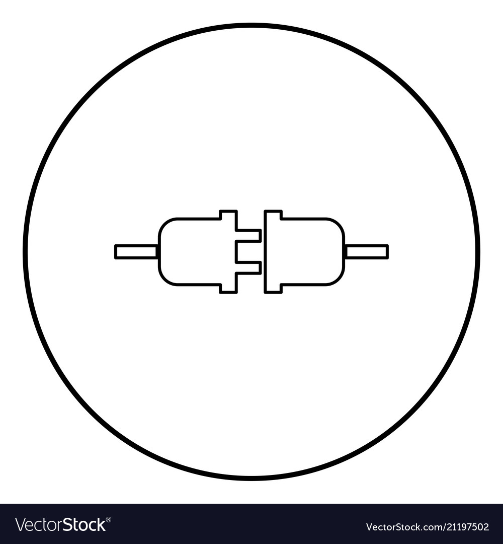 Socket and plug icon black color in circle round Vector Image