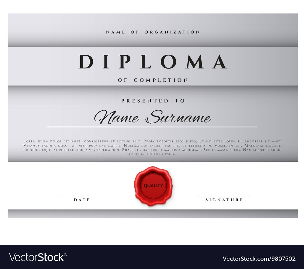 Template certificate design in silver color