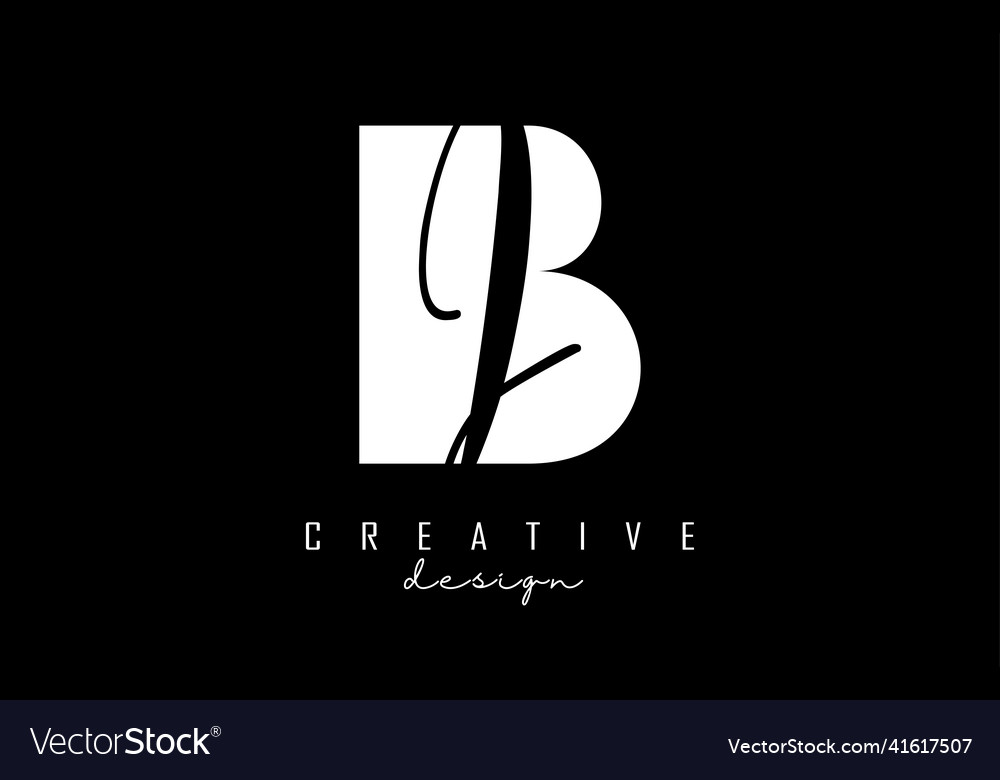 Black and white bi letters logo with negative