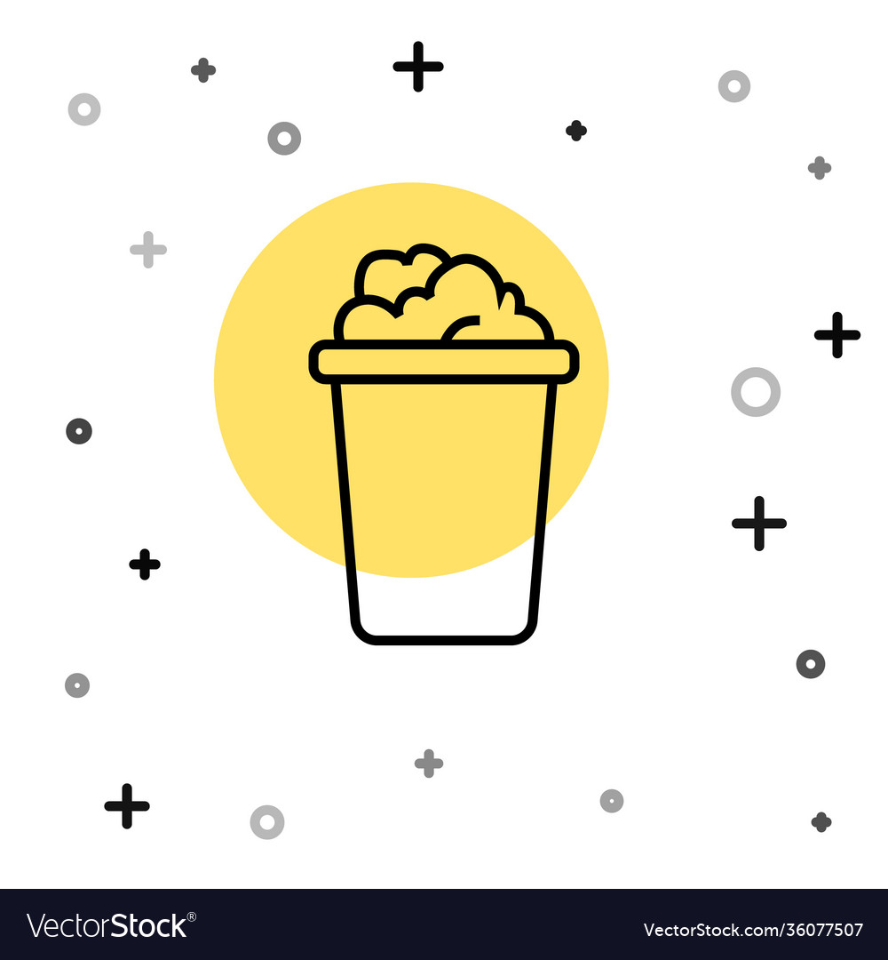 Black line bucket with soap suds icon isolated Vector Image Black line bucket with soap suds icon isolated