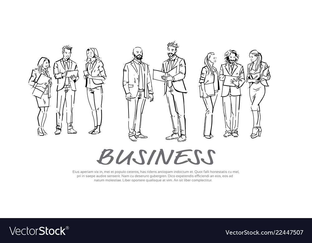 Business people communication hold folders during vector image Business people communication hold folders during