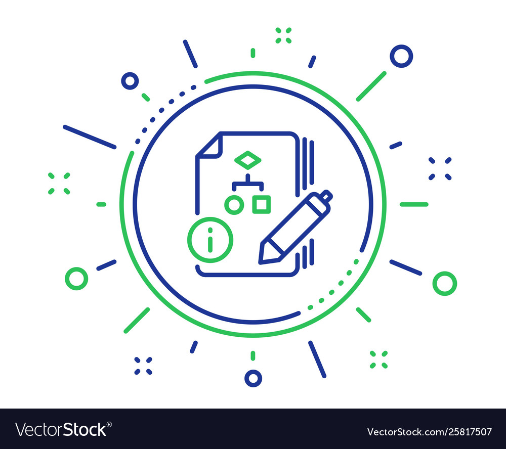 Documentation with algorithm line icon technical