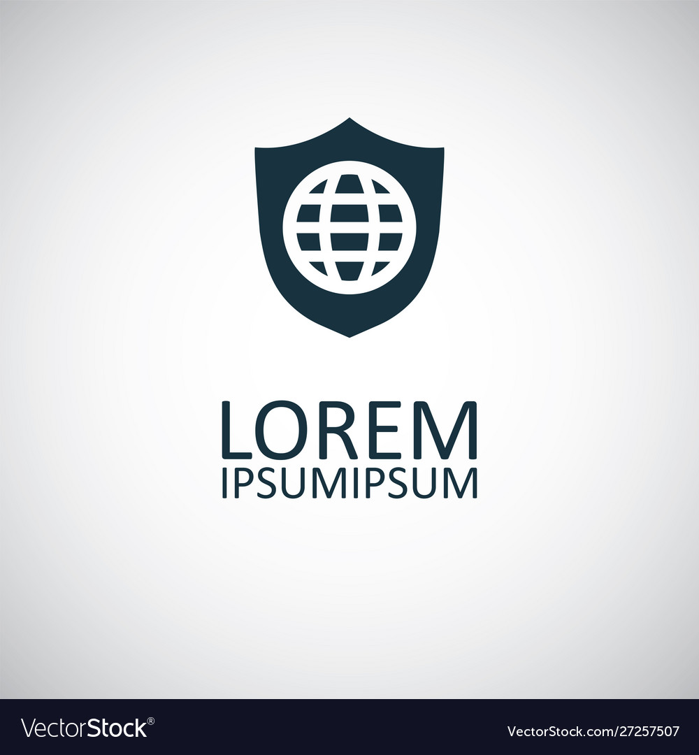 Globe shield icon for web and ui on white