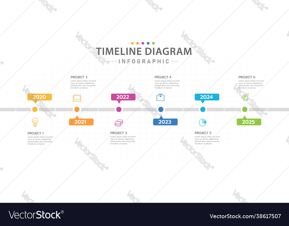 Infographic 6 year steps modern timeline diagram Vector Image